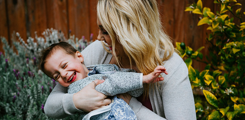 Mother and toddler boy
