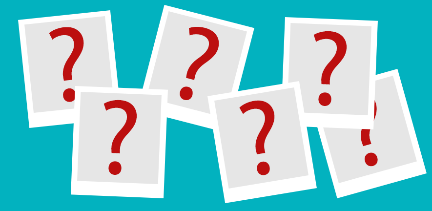 Photograph frames with question marks on them Photograph frames with question marks on them